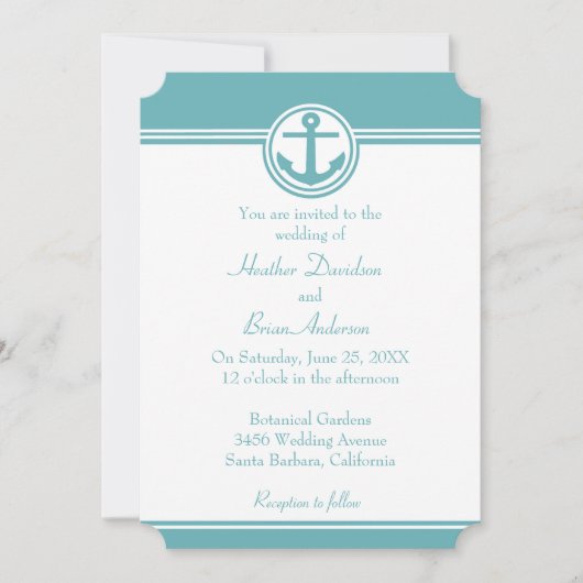 Blauwgroen uitnodiging tot het indienen van ankerh (Voorkant)