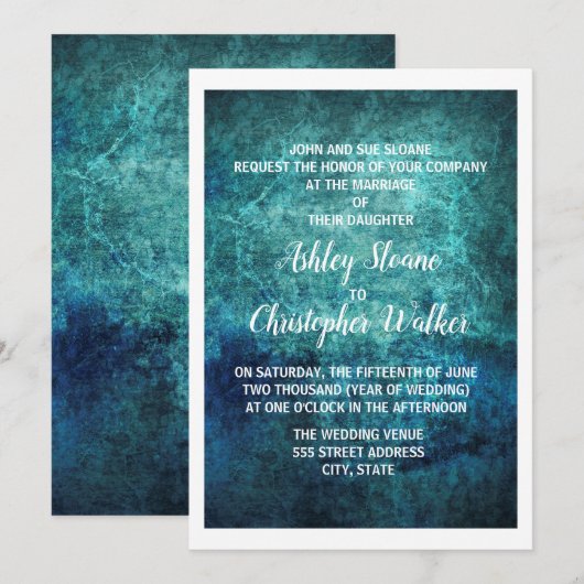 Blauwgroen uitnodiging tot het indienen van een ma (Voorkant / Achterkant)