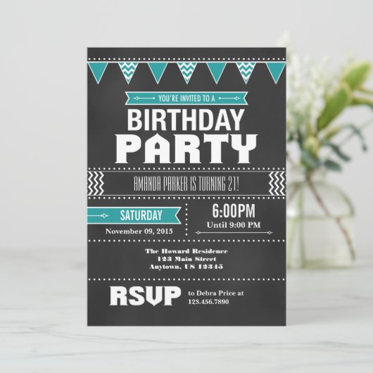 Blauwgroen uitnodiging tot het indienen van prijsu (Staand voorkant)