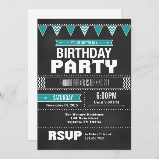 Blauwgroen uitnodiging tot het indienen van prijsu (Voorkant / Achterkant)