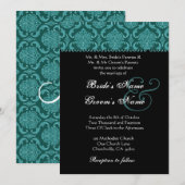 Blauwgroen uitnodiging tot huwelijk (Voorkant / Achterkant)