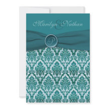 Blauwgroen uitnodiging tot weddenschap in Damask M