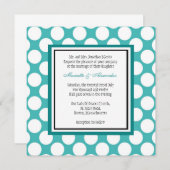 Blauwgroen uitnodiging tot weddenschap met Polka D (Voorkant / Achterkant)