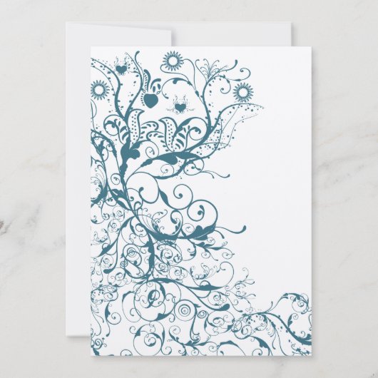 Blauwgroen uitnodiging tot weduwschap (Achterkant)