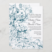 Blauwgroen uitnodiging tot weduwschap (Voorkant / Achterkant)