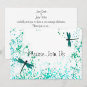 Blauwgroen uitnodiging tot weduwschap (Voorkant / Achterkant)