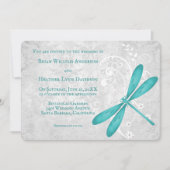 Blauwgroen uitnodiging tot weduwschap met Dragonfl (Voorkant)