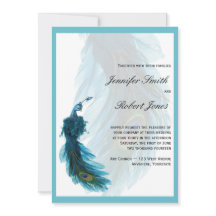 Blauwgroen uitnodiging tot weduwschap met een blau