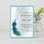 Blauwgroen uitnodiging tot weduwschap met een blau (Staand voorkant)