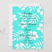 Blauwgroen uitnodiging tot weduwschap met Hibiscus (Achterkant)