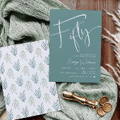 Blauwgroen uitnodiging van 50e verjaardag