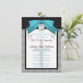 BLAUWGROEN uitnodiging van de Eerste Heilige Commu (Staand voorkant)