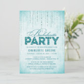 Blauwgroen uitnodiging van Glitter Kijk Bacheloret (Staand voorkant)