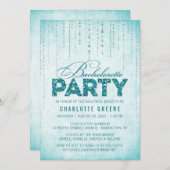 Blauwgroen uitnodiging van Glitter Kijk Bacheloret (Voorkant / Achterkant)