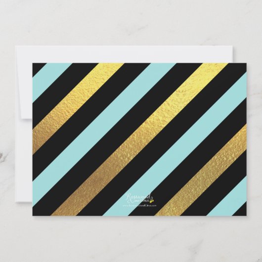 Blauwgroen uitnodiging van Glitter Photo Gradupart (Achterkant)