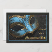 Blauwgroen uitnodiging van Masquerade Ball Hallowe (Voorkant)