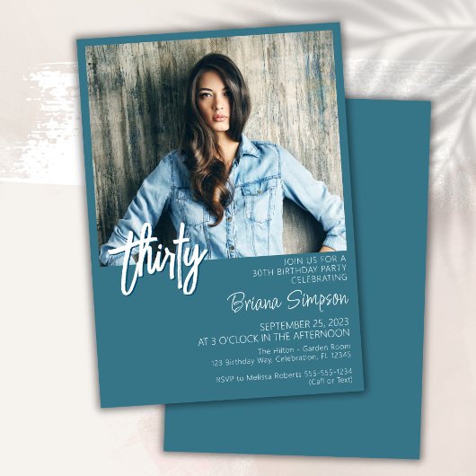 Blauwgroen uitnodiging voor 30e verjaardag