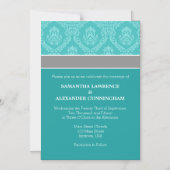 Blauwgroen uitnodiging voor Aqua Blue Damask Magne Magnetische Uitnodiging (Voorkant)