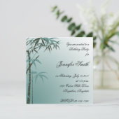Blauwgroen uitnodiging voor Birthday Bamboo (Staand voorkant)