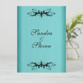 Blauwgroen uitnodiging voor blauwe bruiloft (Staand voorkant)