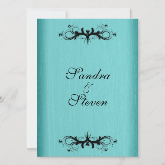 Blauwgroen uitnodiging voor blauwe bruiloft (Voorkant)