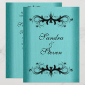 Blauwgroen uitnodiging voor blauwe bruiloft (Voorkant / Achterkant)