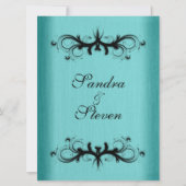 Blauwgroen uitnodiging voor blauwe bruiloft (Voorkant)