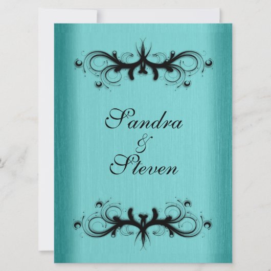 Blauwgroen uitnodiging voor blauwe bruiloft (Voorkant)