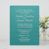 Blauwgroen uitnodiging voor blauwe bruiloft (Staand voorkant)