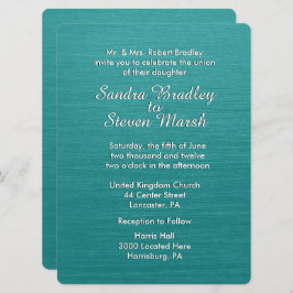 Blauwgroen uitnodiging voor blauwe bruiloft