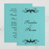 Blauwgroen uitnodiging voor blauwe bruiloft (Voorkant / Achterkant)