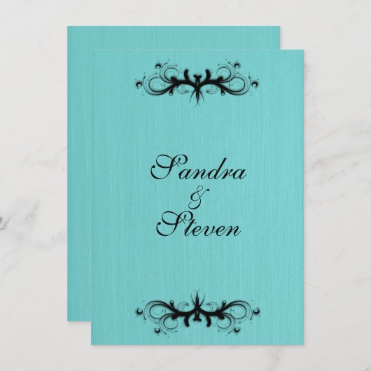 Blauwgroen uitnodiging voor blauwe bruiloft (Voorkant / Achterkant)