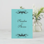 Blauwgroen uitnodiging voor blauwe bruiloft (Staand voorkant)