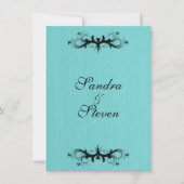 Blauwgroen uitnodiging voor blauwe bruiloft (Voorkant)