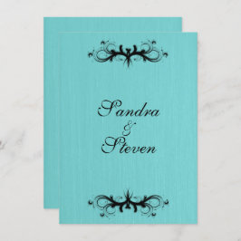 Blauwgroen uitnodiging voor blauwe bruiloft