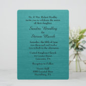 Blauwgroen uitnodiging voor blauwe bruiloft (Staand voorkant)