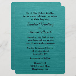 Blauwgroen uitnodiging voor blauwe bruiloft