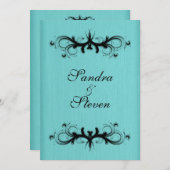 Blauwgroen uitnodiging voor blauwe bruiloft 5 x 7 (Voorkant / Achterkant)