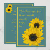 Blauwgroen uitnodiging voor bruiloft (Voorkant / Achterkant)