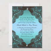 Blauwgroen uitnodiging voor een bruiloft met Black (Voorkant)
