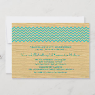 Blauwgroen uitnodiging voor een Chevron Wedding