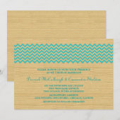 Blauwgroen uitnodiging voor een Chevron Wedding (Voorkant / Achterkant)