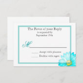 Blauwgroen uitnodiging voor eenvoudige weddenschap (Voorkant / Achterkant)