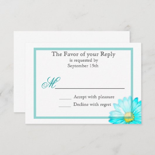 Blauwgroen uitnodiging voor eenvoudige weddenschap (Voorkant / Achterkant)