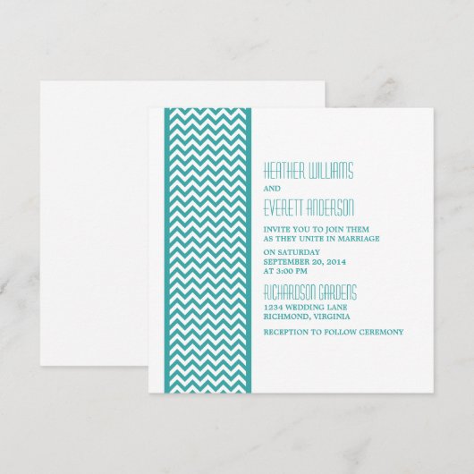 Blauwgroen uitnodiging voor grenshuwelijk tussen C (Voorkant / Achterkant)