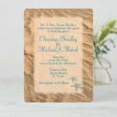 Blauwgroen uitnodiging voor het huwelijk met Sandy (Staand voorkant)