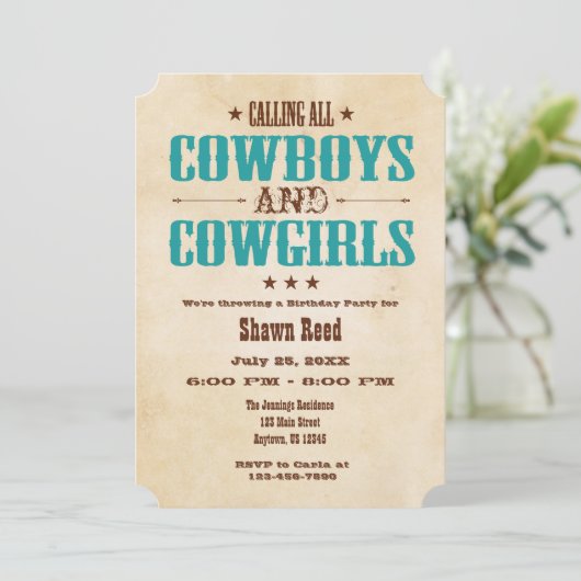 Blauwgroen  uitnodiging voor het uitnodigen van Co (Staand voorkant)