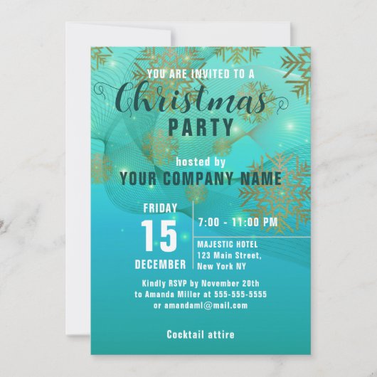 Blauwgroen uitnodiging voor kerstfeestdagen in de (Voorkant)