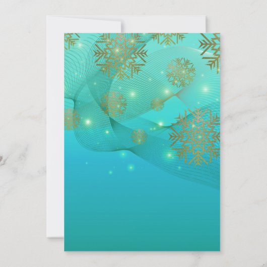Blauwgroen uitnodiging voor kerstfeestdagen in de (Achterkant)