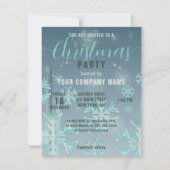 Blauwgroen uitnodiging voor kerstfeestelijke winte (Voorkant)